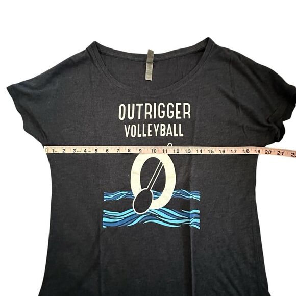 Outrigger Volleyball T-Shirt~Women’s blue heather ~no seam shoulder ~rounded hem - Picture 7 of 10